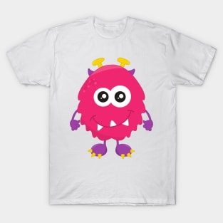 Cute Monster, Pink Monster, Horns, Funny Monster T-Shirt